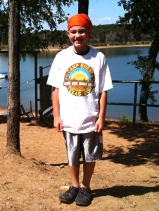 A youthful camper at Camp Quest Texas prepares for an amazing week