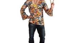 60\'S 70\'S Groovy Hippie Shirt Mens Fancy Dress Costume Adults Hippy Outfit
