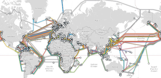 submarinecablemap.com's map of undersea cables