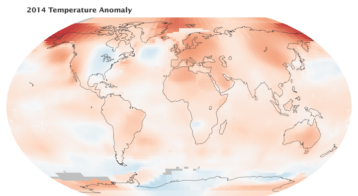 2014 Temperature anomaly, from NASA